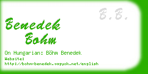 benedek bohm business card